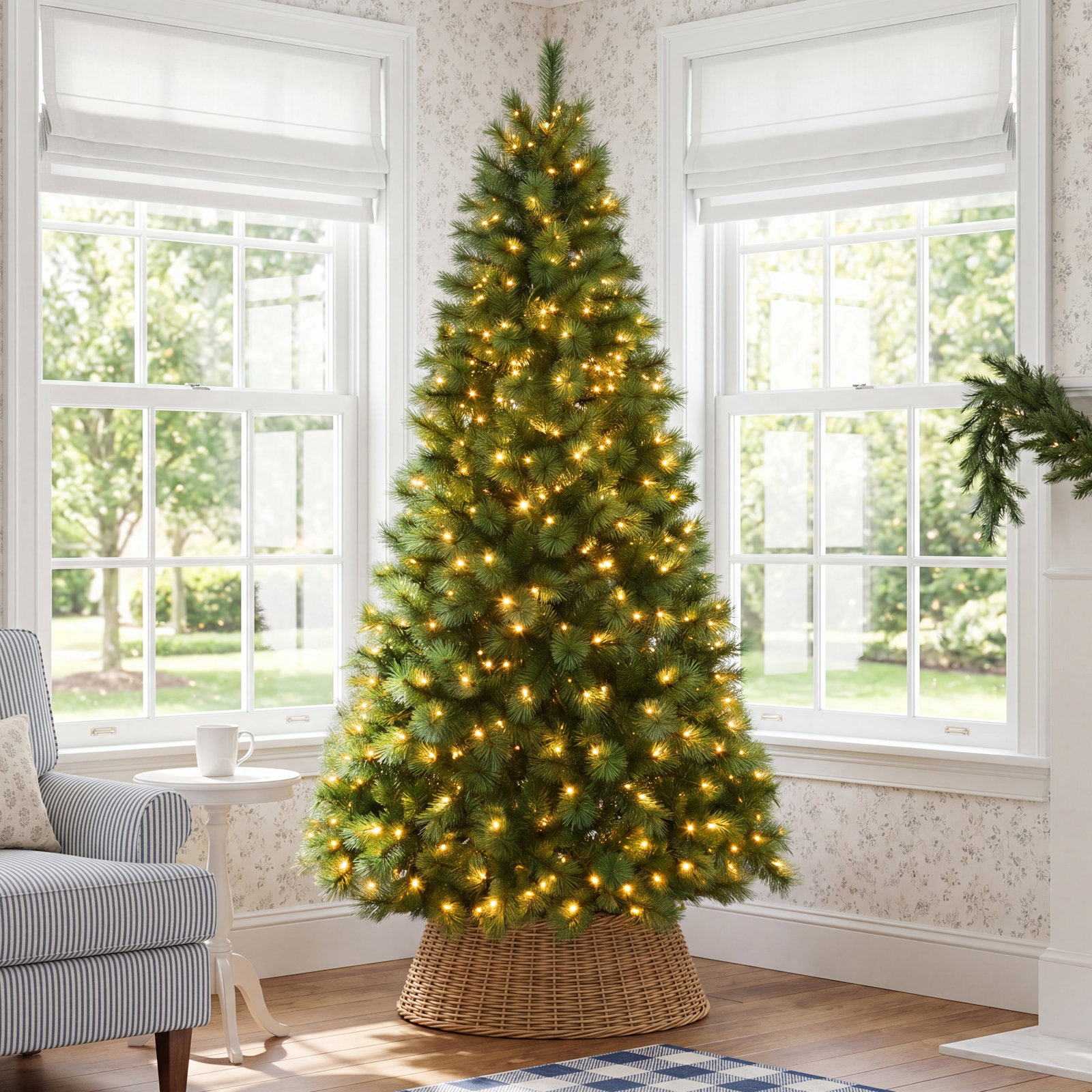 7.5' Pre-Lit Artificial Wyoming Pine Tree with Multi-Function LED Lights