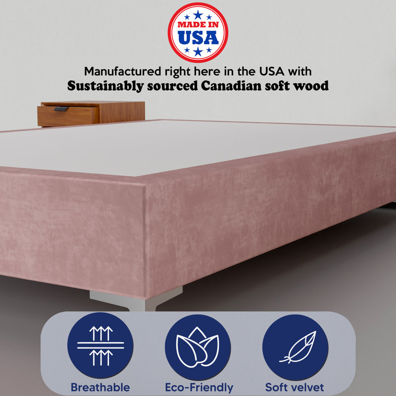Lit en bois massif Manasvi, H 14 po x l 44 po x L 75 po, Rose foncé