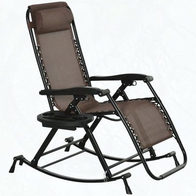 Chaise berçante d'extérieur pliable à gravité zéro avec plateau