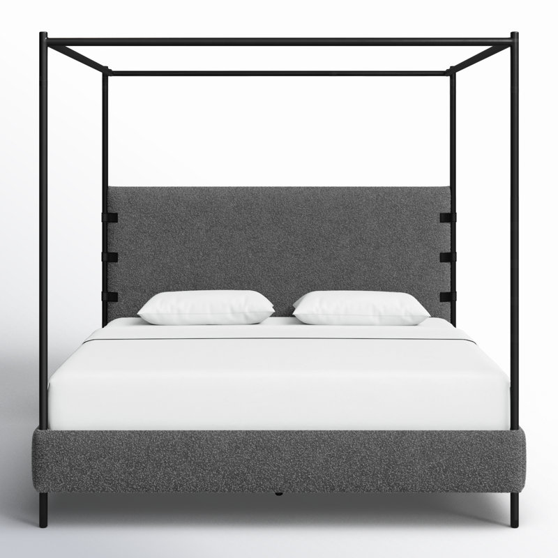 Anderson Upholstered King Canopy Bed, Knoll Charcoal, King