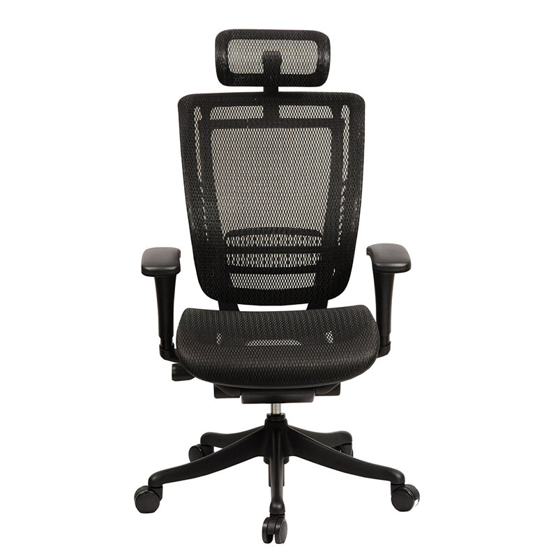 Fauteuil de direction ergonomique en maillage à dossier haut avec appui-tête, glissière de siège et soutien lombaire réglable