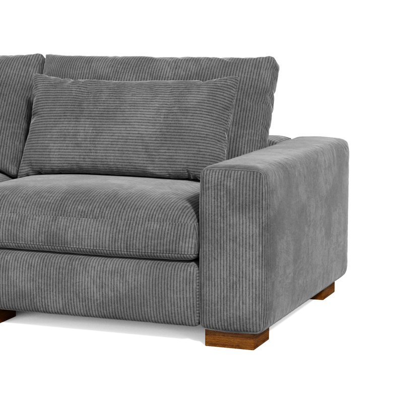Kitson 89'' Recessed Arms Modular Sofa, Dark Gray Corduroy