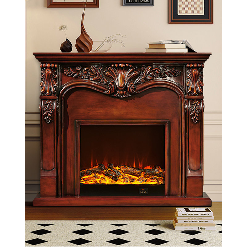 Foyer américain à flamme simulée, Brun