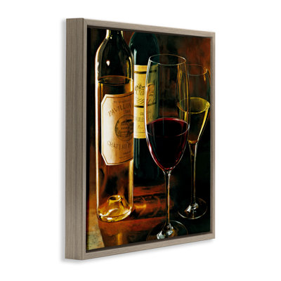 «Dimly Lit Wine Still Life», art mural encadré sur toile flottante, design par Stefano Ferreri