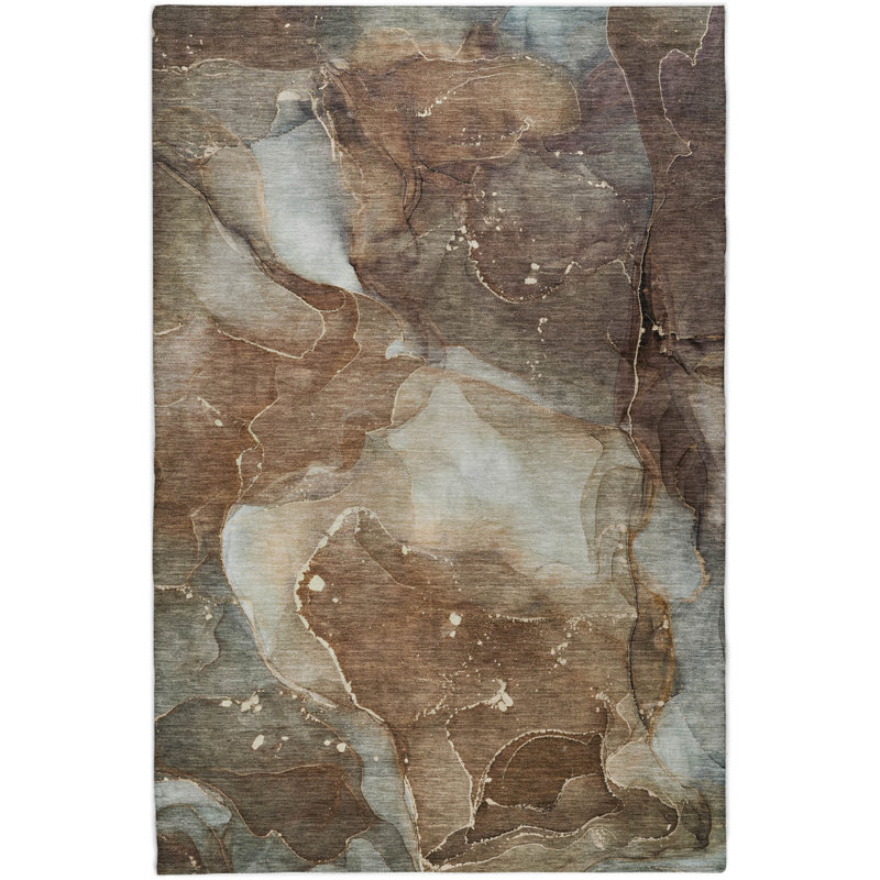 Premium Machine Washable Dream Shag ADS522 Watercolors Rug, 8' x 10', Brown