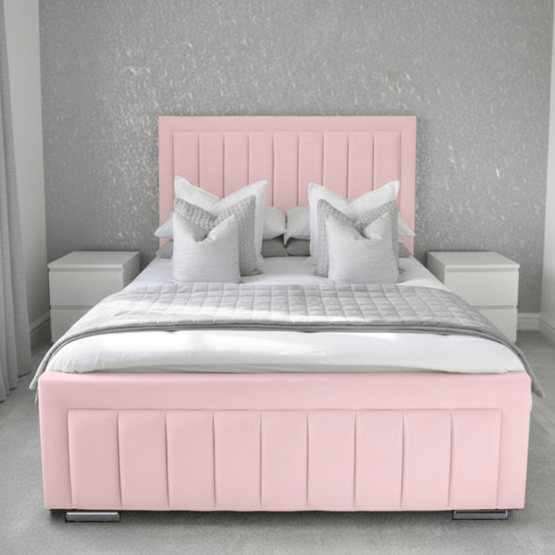 Abianna Upholstered Bed, Pink, Small Double (4')