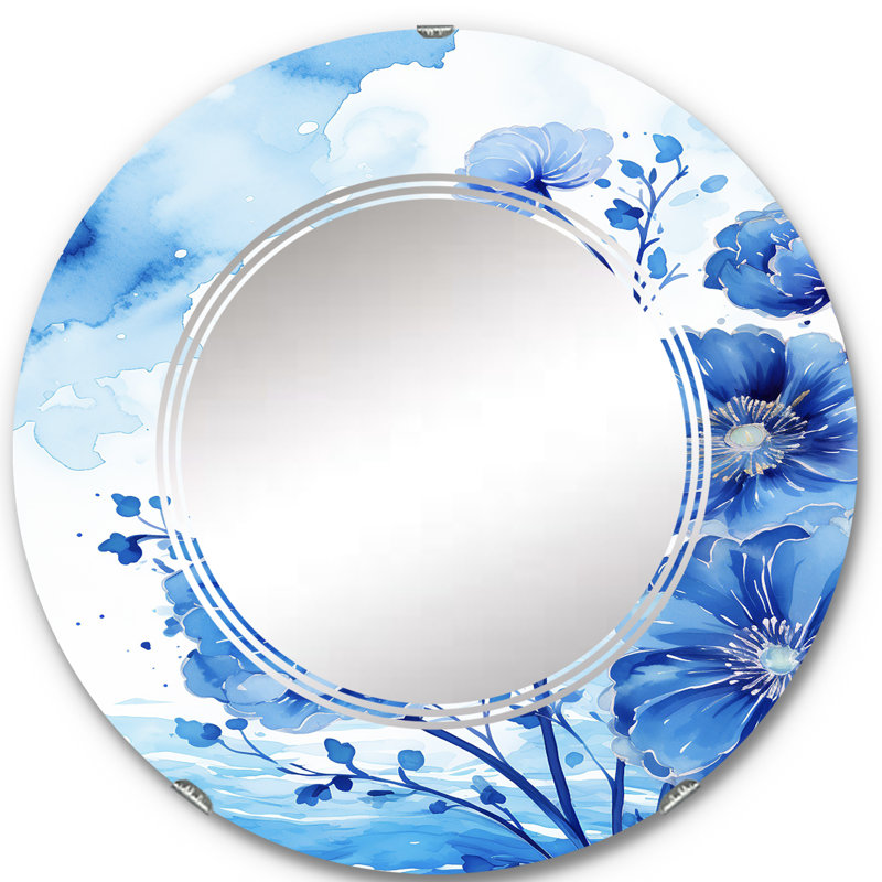 Merius - Miroir mural floral rond, 24 po x 24 po