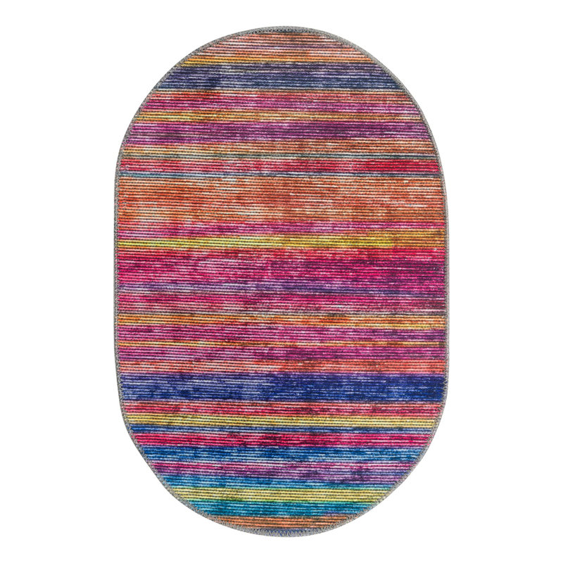 Kampton Chevron Indoor Rug, Oval 2' x 3'