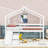Twin Wood Low House Loft Bed With Slide, Ladder, And Safety Guardrails-1614469889
