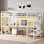 Structure de lit mezzanine pour petite chambre peu encombrante en métal blanc et panneau de fibres à densité moyenne simple TG avec espace de travail et rangement intégrés