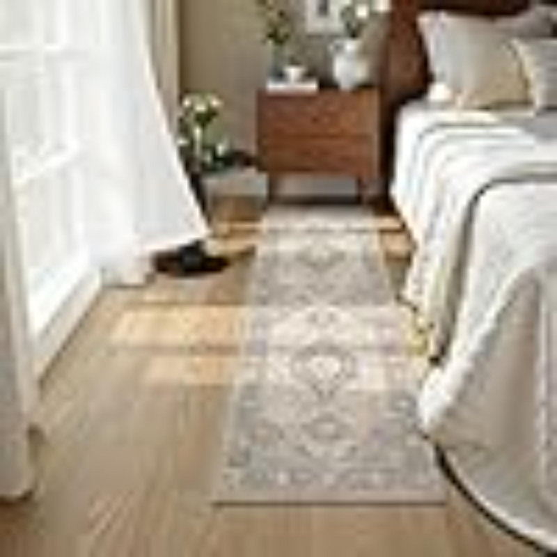 Oriental Kitchen Runner Rug Non Slip, Washable Hallway Runner With Rubber Backing, Vintage Hallway Rug Ultra-Thin Soft Carpet For Bedroom Bathroom, Grey/Brown
