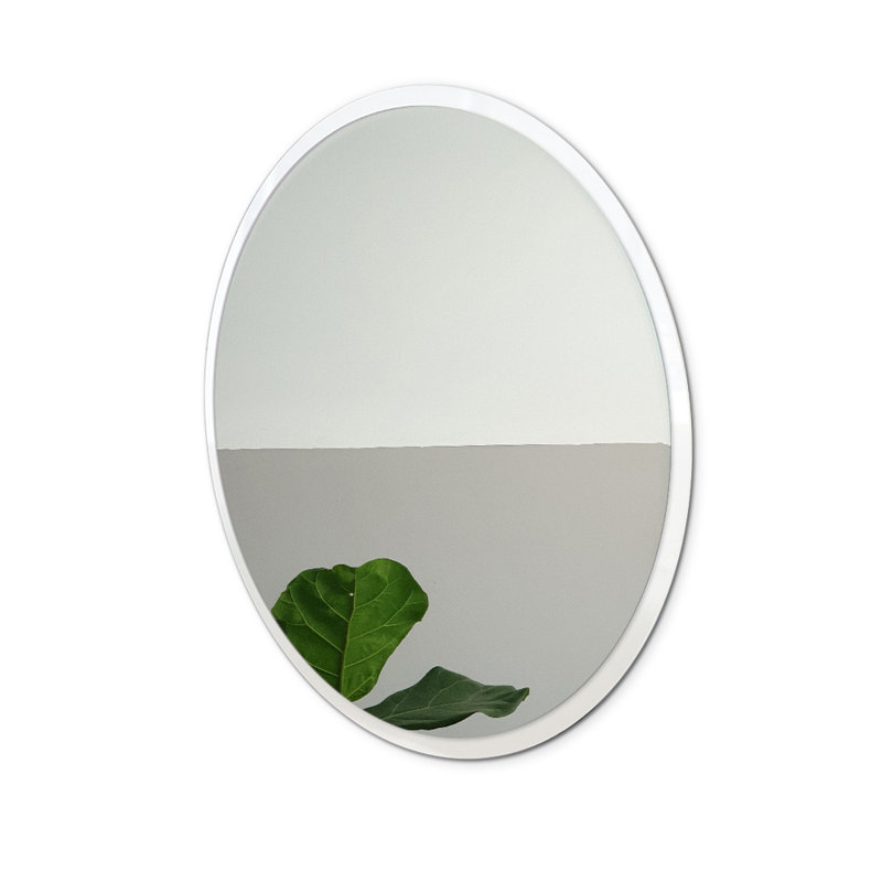 Haletky Glass Wall Mirror, White, 70 H x 70 W