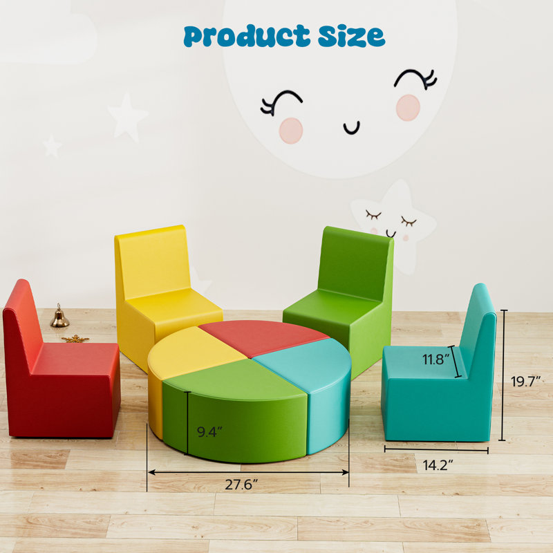 8 Piece Kids Sofa Set, Yellow/Red/Blue/Green