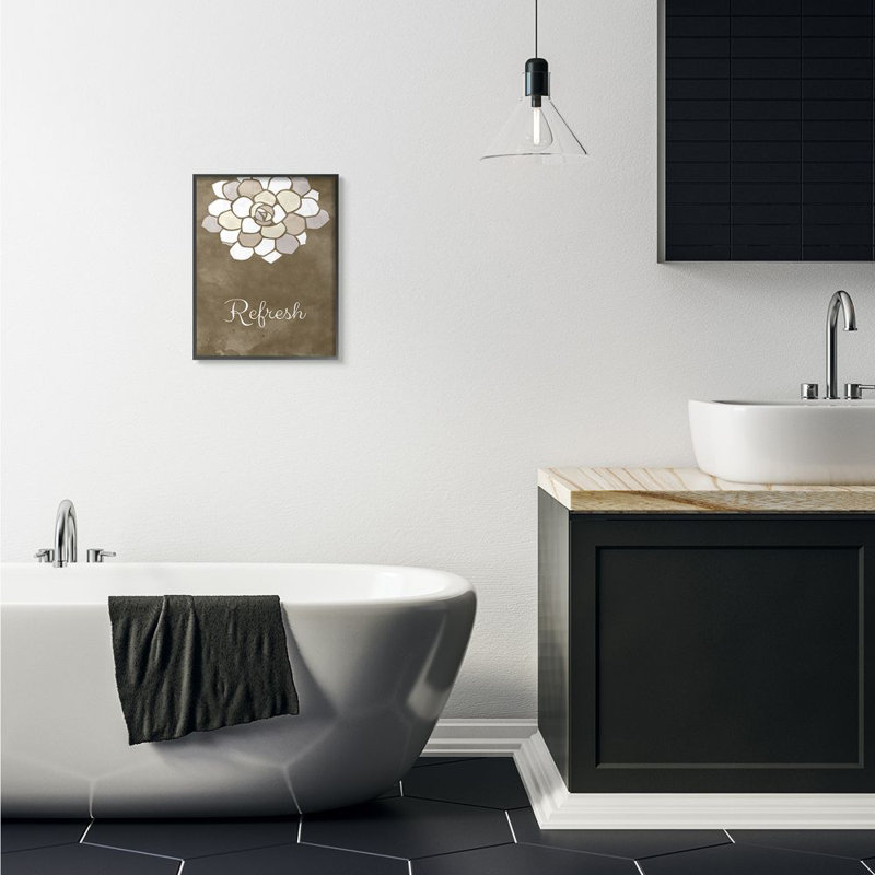 « refresh mosaic brown, salle de bain brune design », impression sur toile, H 20 po x l 16 po x P 1,5 po