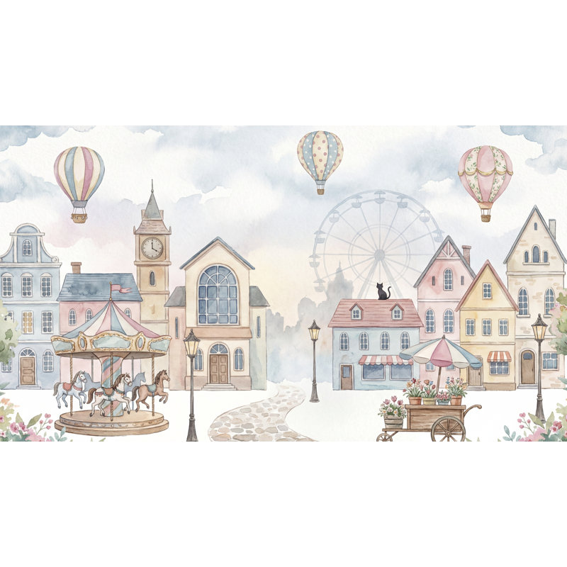Carrousel de papier peint rétro Vintage, 160 po x 108 po, Peler et coller