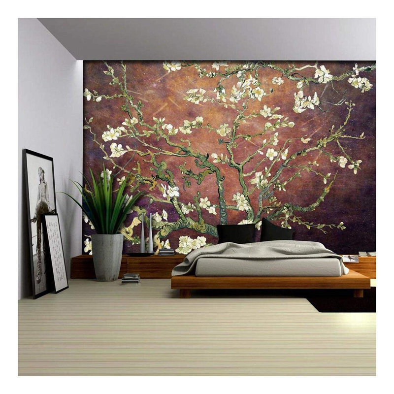 Almond Blossom Vincent Van Gogh, Floral Mural, Vintage Boho Removable Contact Paper, L 96 po x L 66 po