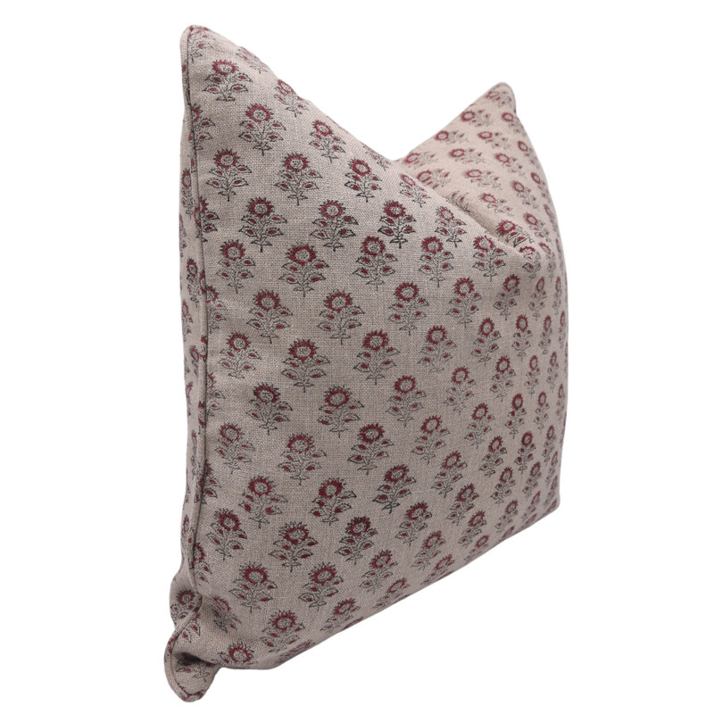 Unique Hand Block Printed Cushion Cover Decorative Boho Floral Block Print Throw Case Cotton Boho Living Room Decor Pillow Case ( Bagru Buti ) .  