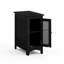Charmante table de chevet noire compacte avec porte en filet et tablette fixe - table d'appoint étroite | Idée de cadeau