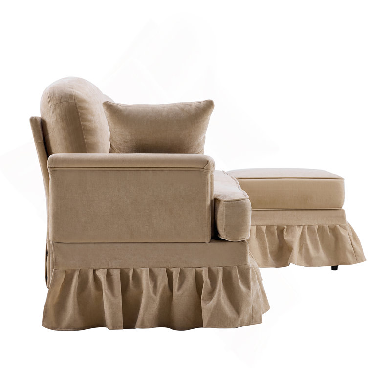 Canapé modulaire moderne avec jupe amovible et conception modulaire, Kaki