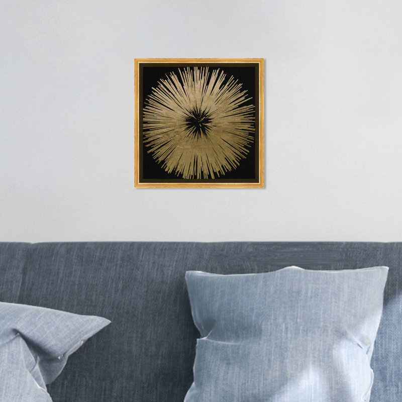 «Abstract Sunburst Golden Night», impression, Toile encadrée, H 12 po x l 12 po, Blanc