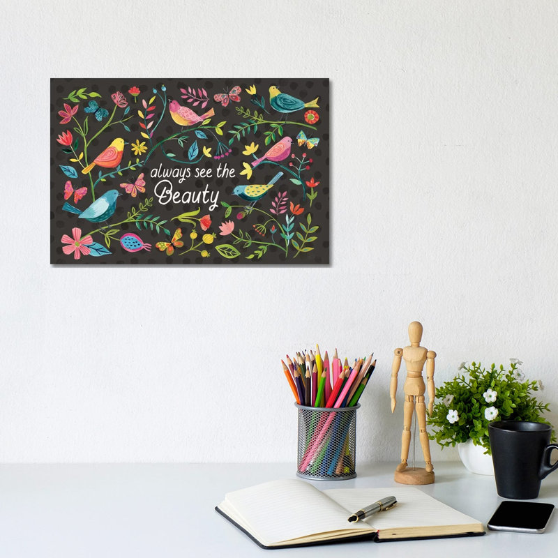 Budding Beauty I Dark by Farida Zaman - Wrapped Canvas Painting, 20.32 cm H x 30.48 cm W