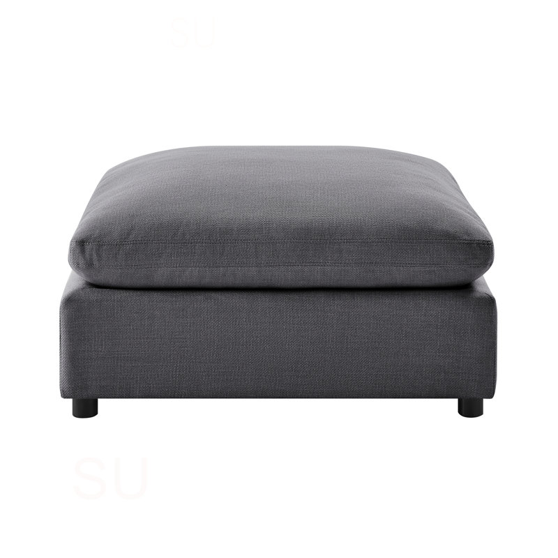 Cassandra Charcoal Fabric Ottoman, Charcoal Gray