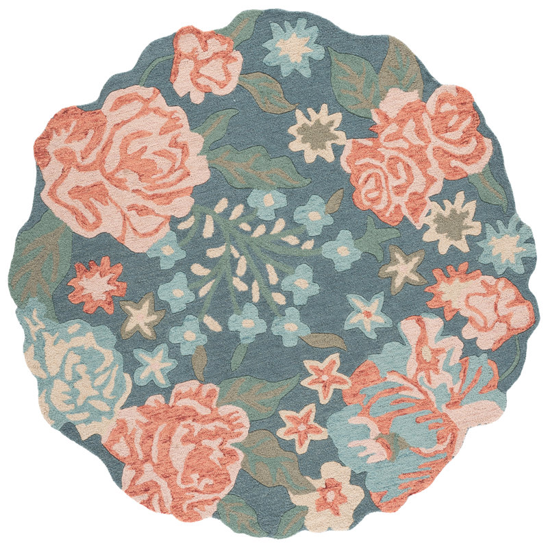 Jardin Hand Tufted Wool;Cotton Floral Indoor Rug, Round 6'