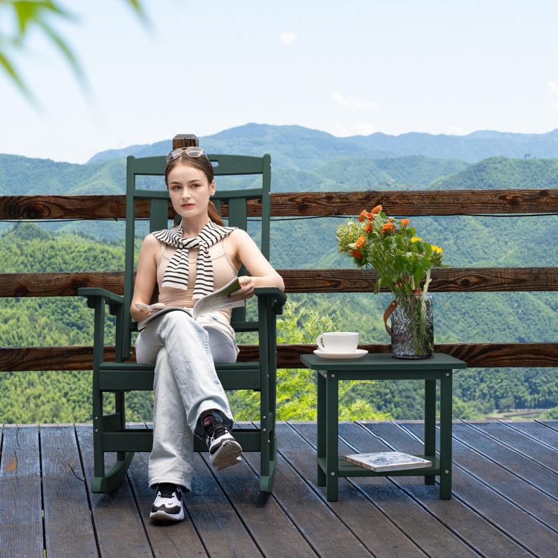 Adirondack Square Side Table - 18.4" HDPE Outdoor End Table - Weatherproof, Rustproof & Low Maintenance For Patio, Deck, Pool, Or Indoor Use