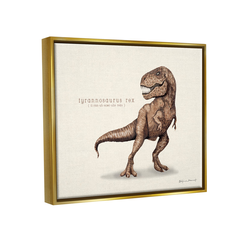 Éducatif, dinosaure T-Rex par Sally Swatland - impression, H 17 po x l 21 po x P 1,7 po, Cadre flottant métallique doré
