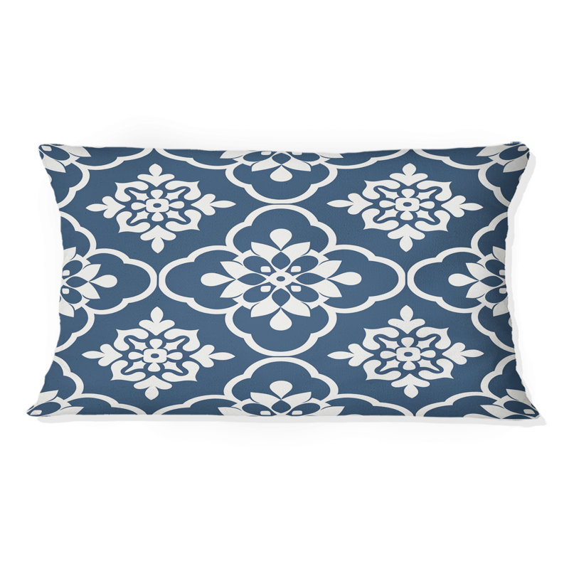 Coussin lombaire traditionnel bleu, bleu et blanc