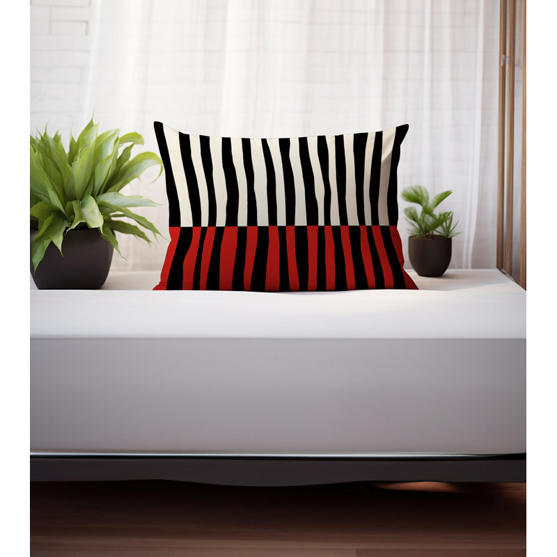 Coussin décoratif réversible Humphrey, H 14 po x l 20 po, Rouge, blanc cassé