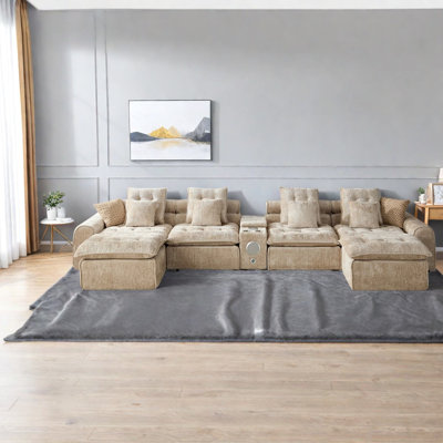 Canapés d'angle spacieux, canapé modulaire moderne en boucle camel pour la maison familiale
