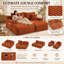 Canapé modulaire modulaire en velours côtelé avec assise profonde, porte-gobelets et poches de rangement latérales, sans assemblage-832825590
