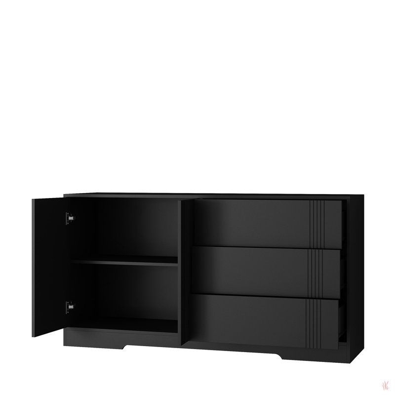 Armoire de type buffet bas avec rangement, Noir, noir, noir, noir