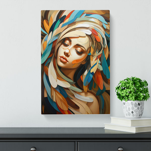 Marlow Home Co. Feather Cubism - Wrapped Canvas Art Prints | Wayfair.co.uk