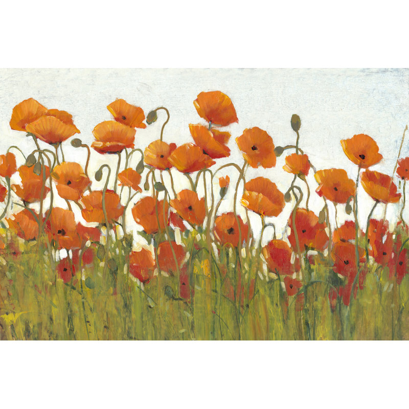 Rangées de coquelicots II, H 8 po x l 12 po x P 1,25 po