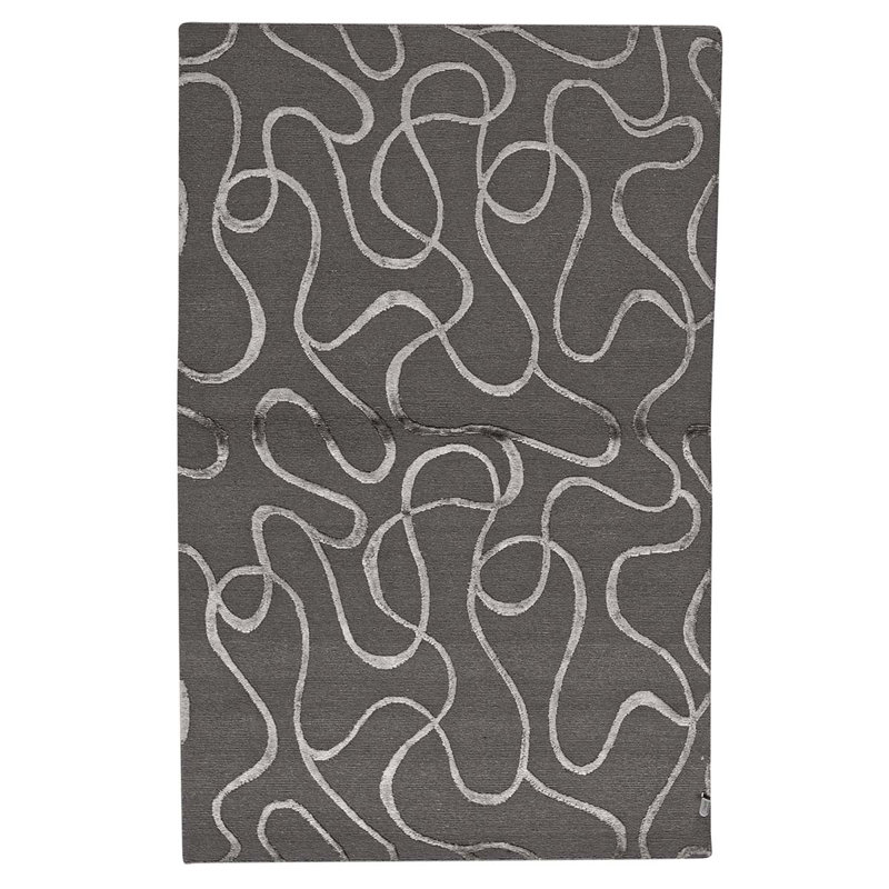 Tapis abstrait noué à la main gris / beige