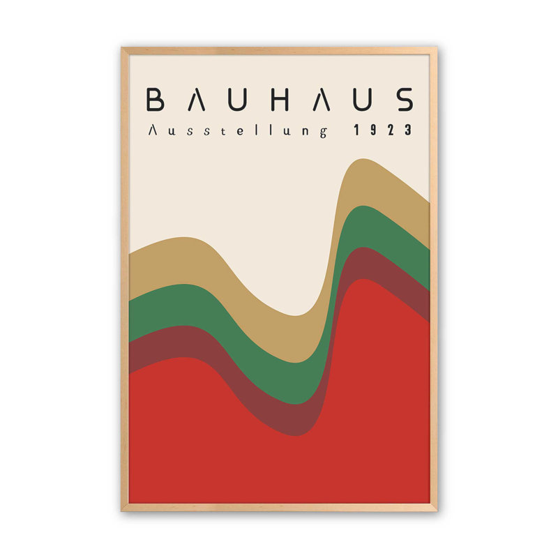 Bauhaus Retro Waves II, H 21 po x l 17 po, Érable brut encadré