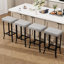 Tabourets de bar modernes à hauteur de comptoir, siège rembourré en similicuir - Pieds irréguliers en métal - Compact pour les petits espaces - Assemblage facile - Noir, paquet de 2 pièces-84154848-84154863