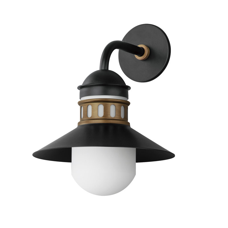 Wall Light, Black/Antique Brass, 16.75" H x 12' W x 13.25" D