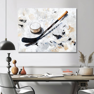 Hockey Puck and Stick III - Hockey sur toile, reproduction d'art sur toile
