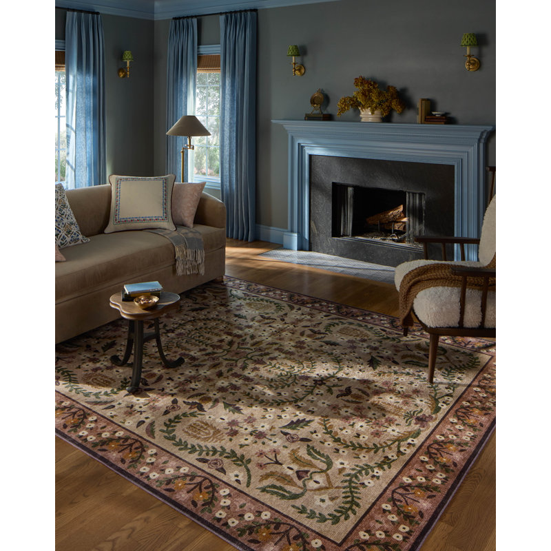 Tapis aubergine Rifle Paper Co. x Loloi, Rond 3 pi 9 po