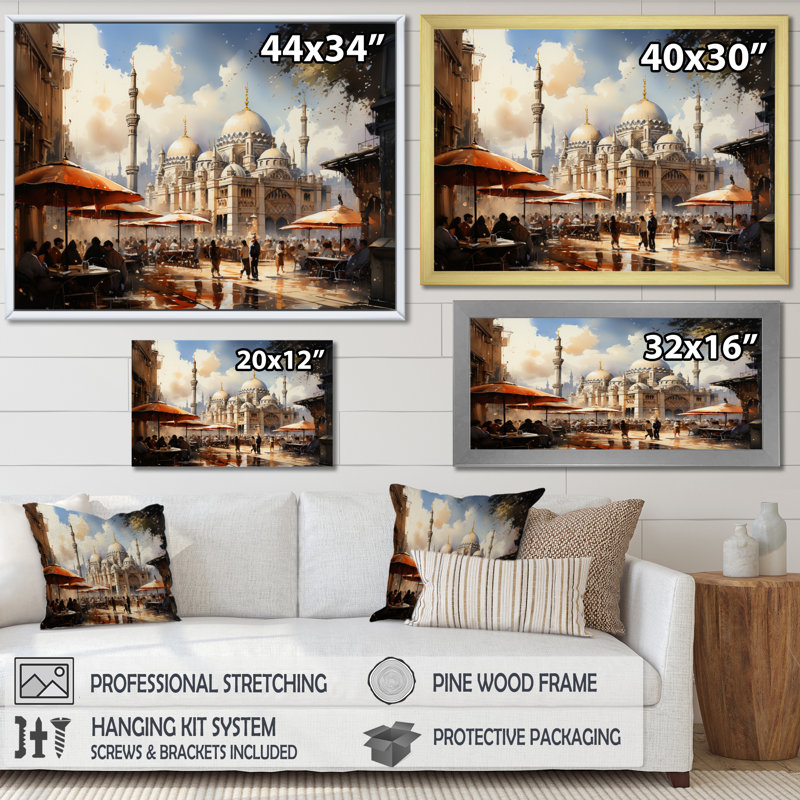 Art de l'Islam, H 12 po x l 20 po x P 1 po, Toile tendue