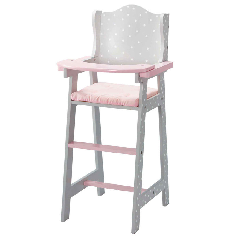 Teamson Kids Polka Dots Princess Kids Baby Dolls High Chair, Gray