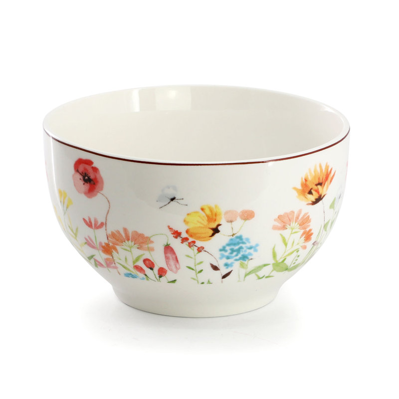 Winston Porter Wildflower Meadow 16 Piece Stoneware Dinnerware Set in White and Multi