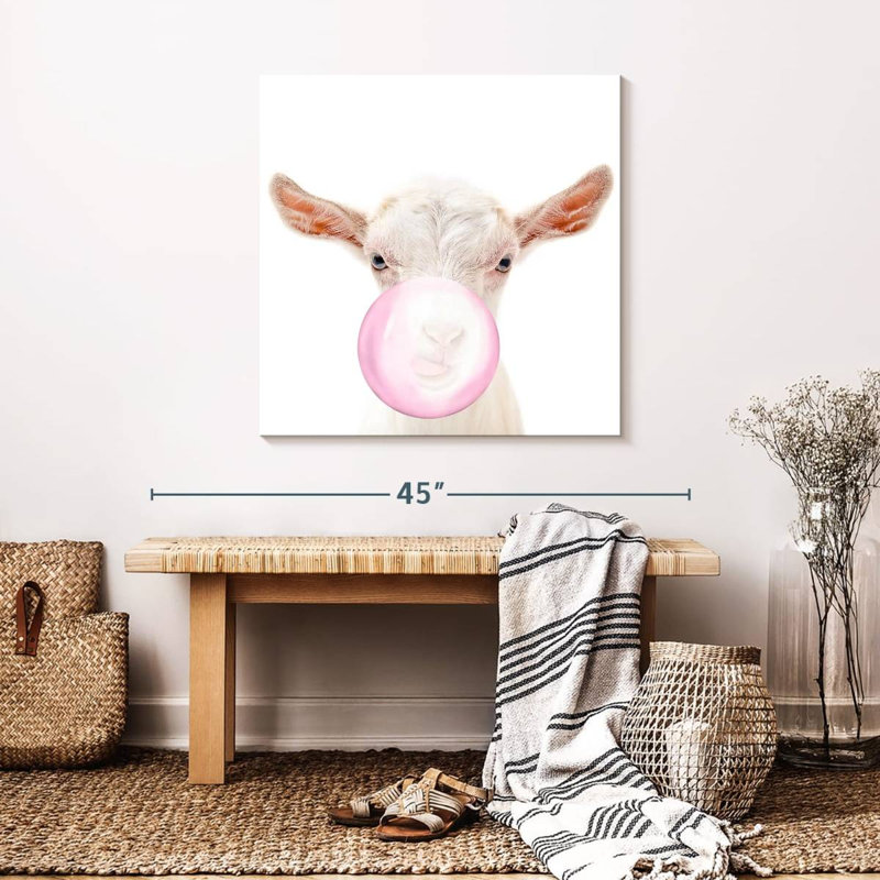 " Bubble Gum Goat ", 30" H x 30" W x 1.25" D