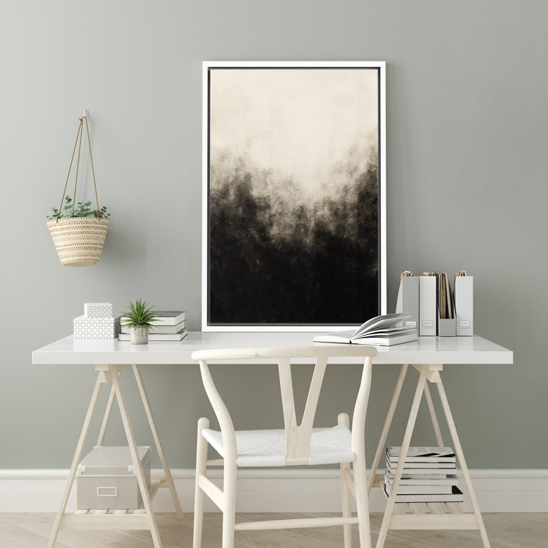 «Misty Landscape Art», impression sur toile encadrée en noir et blanc, H 36 po x l 24 po x P 1,5 po, Cadre flottant blanc
