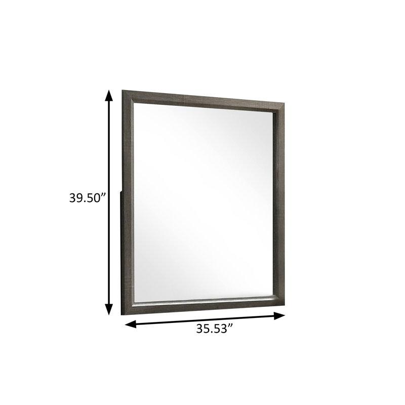 Miroir contemporain l 35,5 ", gris