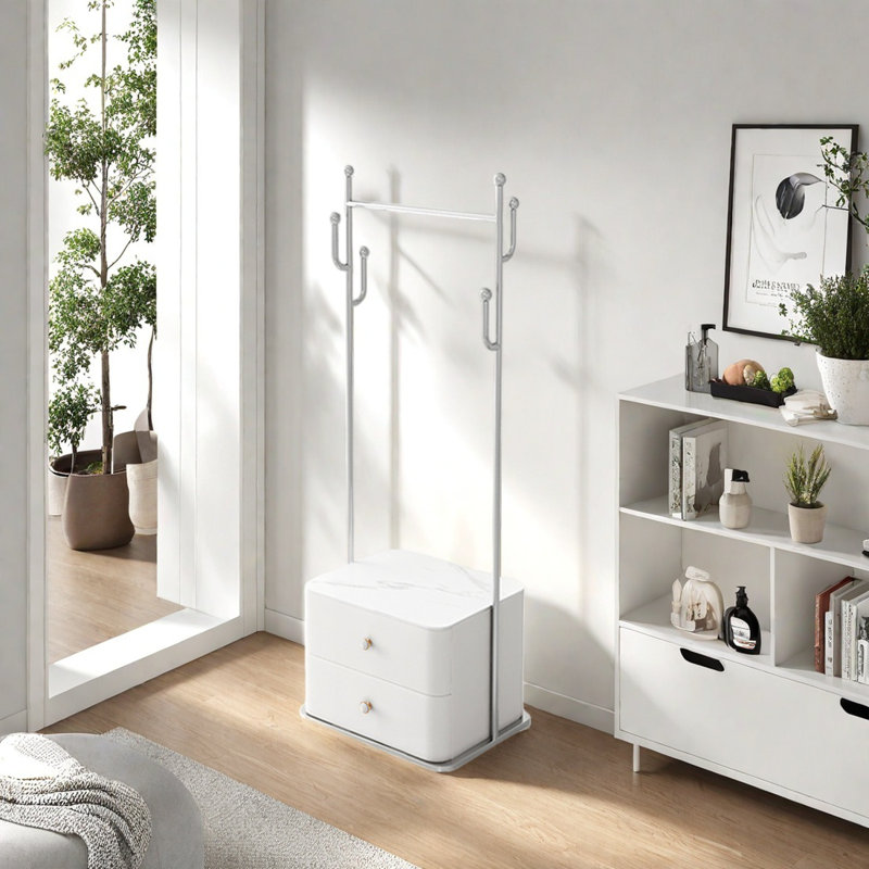Armoire en bois de pin massif avec tiroirs, Beige