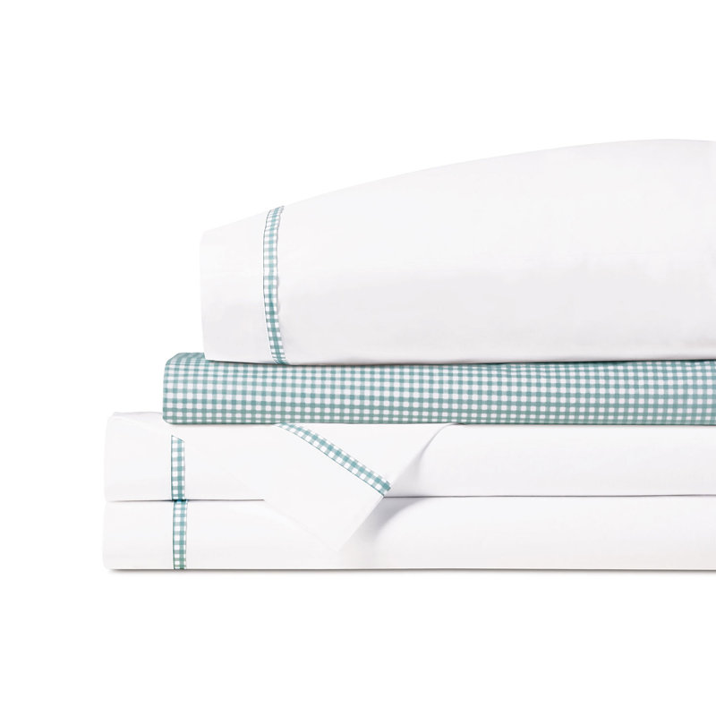 Ensemble de draps Malaya Gingham par Alexa Hampton, Mer, Complète